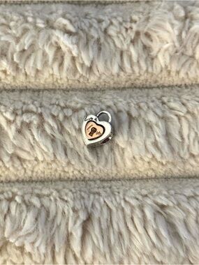 Heart Lock Charm with Rose Gold Center Pandora